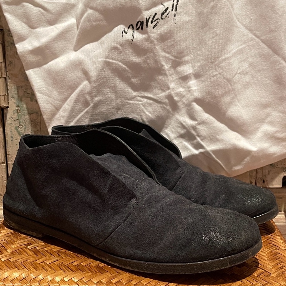 EUC Marsell Listello Laceless Desert Boots with Dust-Bag  /Navy Suede, 41/